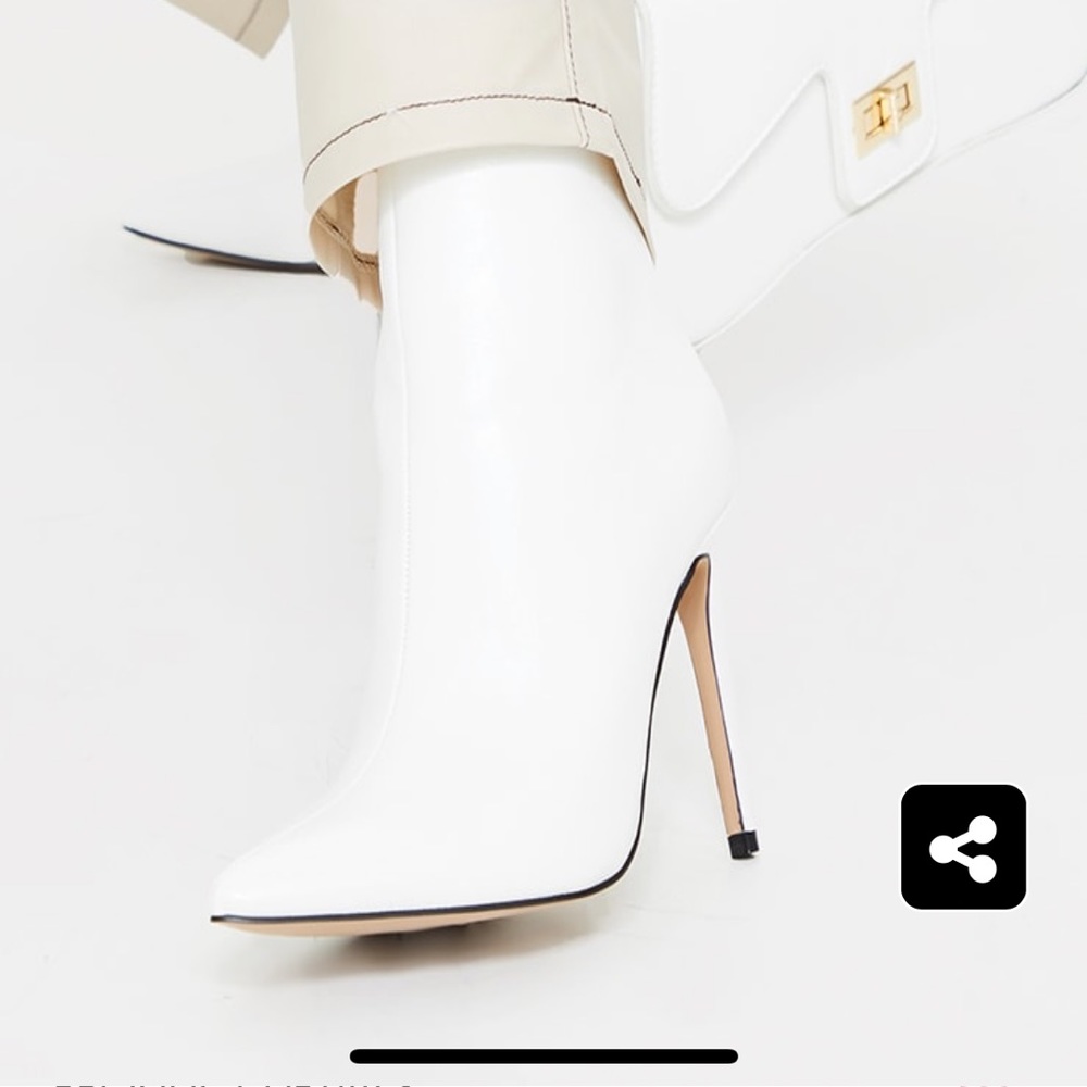 White bootie heels